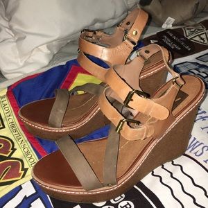Dolce Vita beige and brown wedges